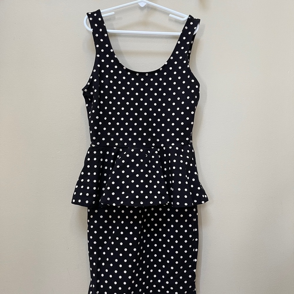 Cute Black with white polka dot tank dress
